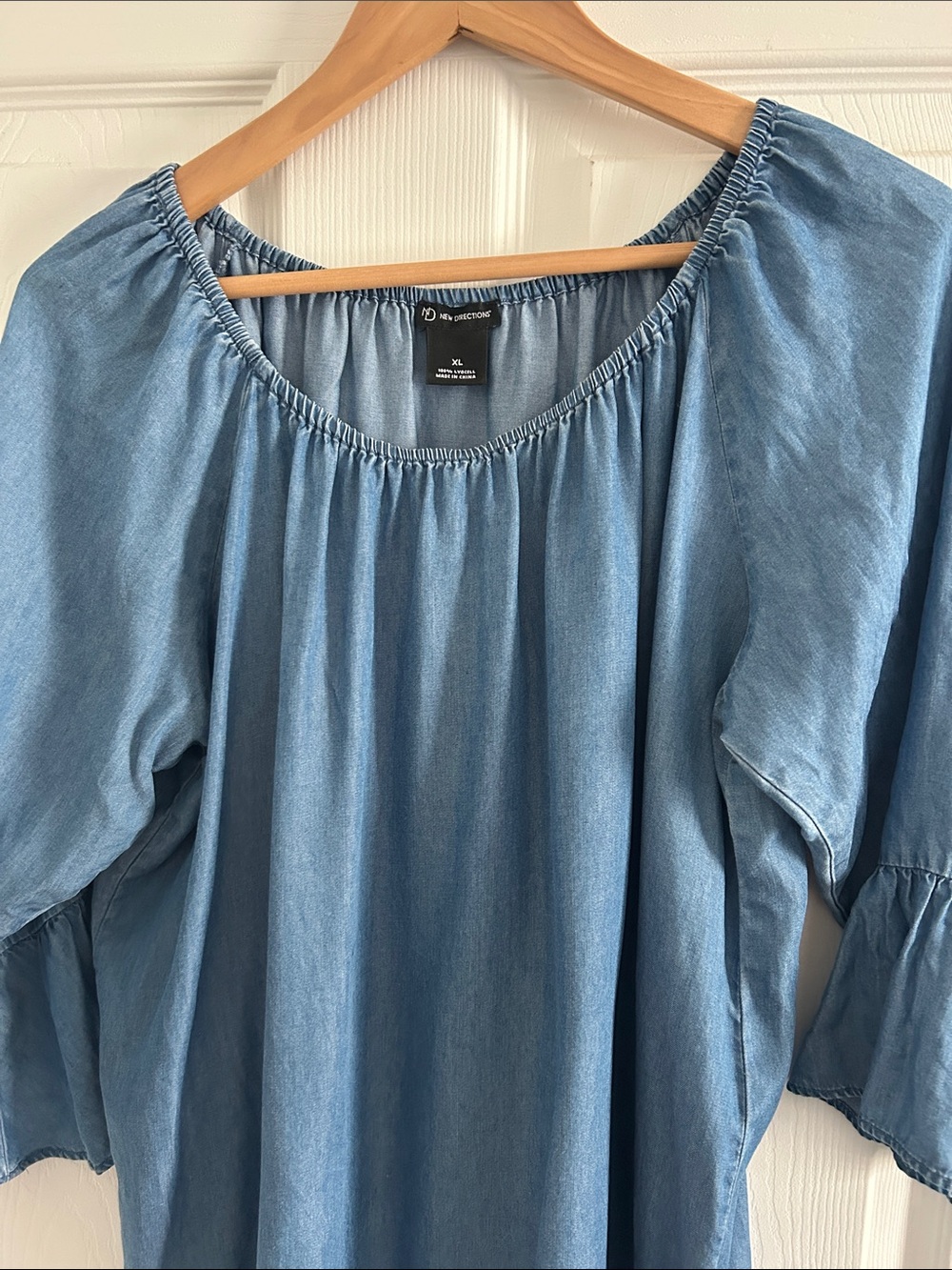 New Direction Denim-Style Blue Peasant Tunic